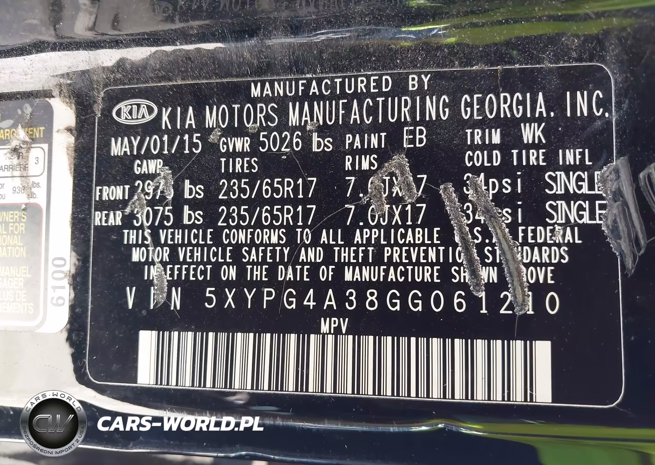 2016 Kia Sorento 2.4L Lx VIN:5XYPG4A38GG061210 - 9