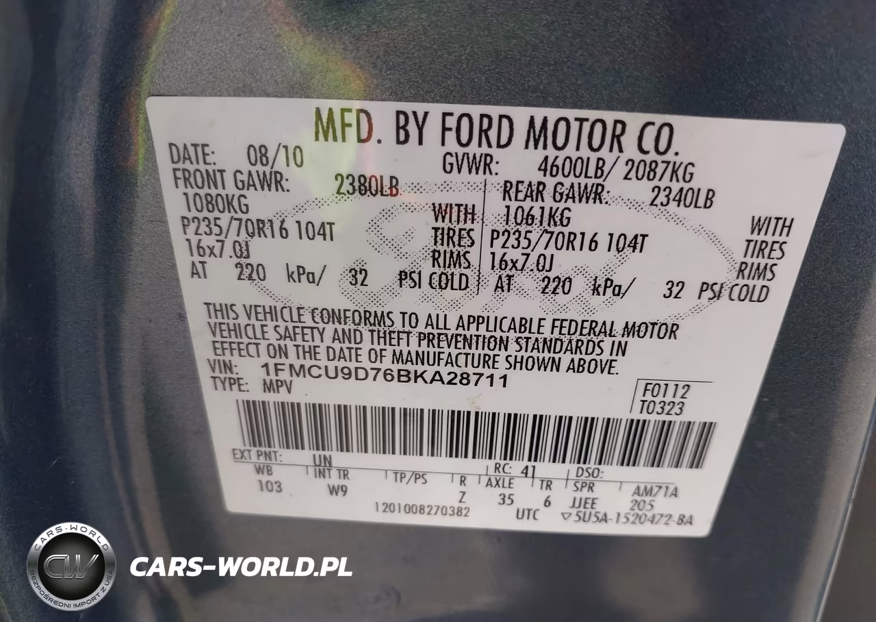 2011 Ford Escape Xlt VIN:1FMCU9D76BKA28711 - 9