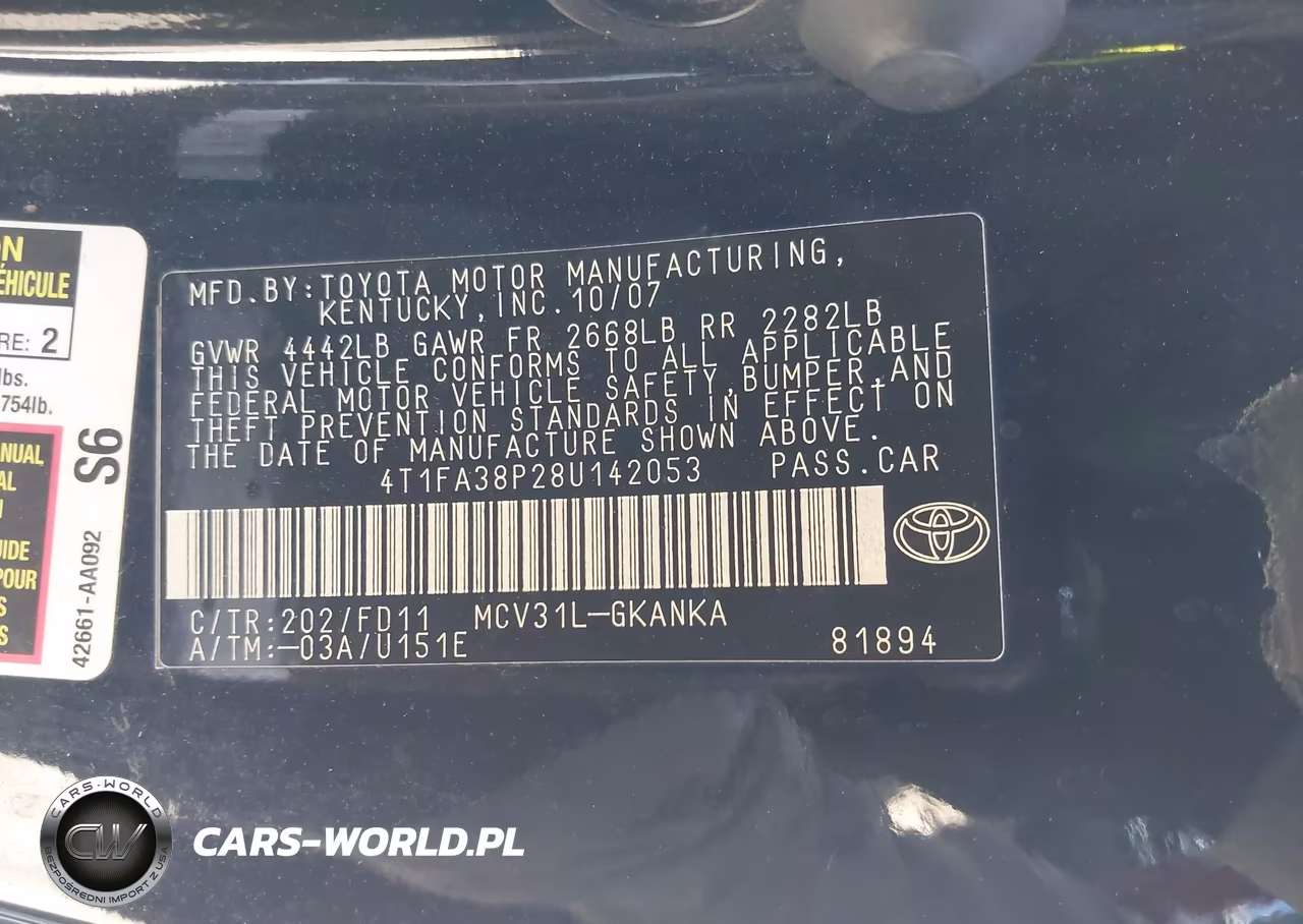 2008 Toyota Camry Solara Sport VIN:4T1FA38P28U142053 - 9