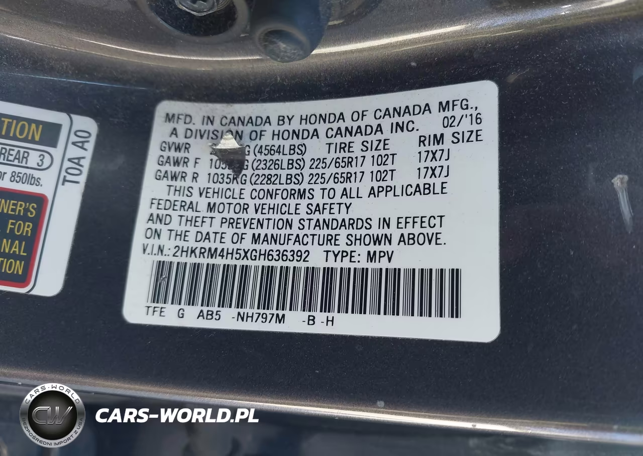 2016 Honda Cr-V Ex VIN:2HKRM4H5XGH636392 - 9