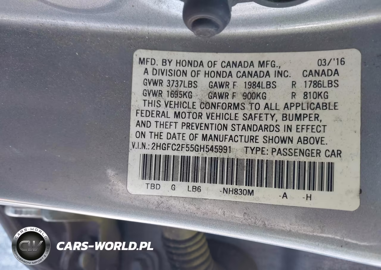 2016 Honda Civic Lx VIN:2HGFC2F55GH545991 - 9