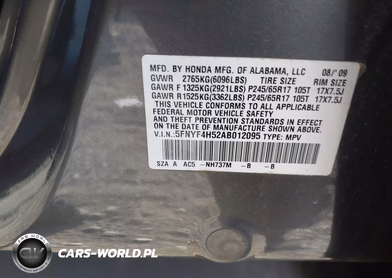 2010 Honda Pilot Ex-L VIN:5FNYF4H52AB012095 - 9