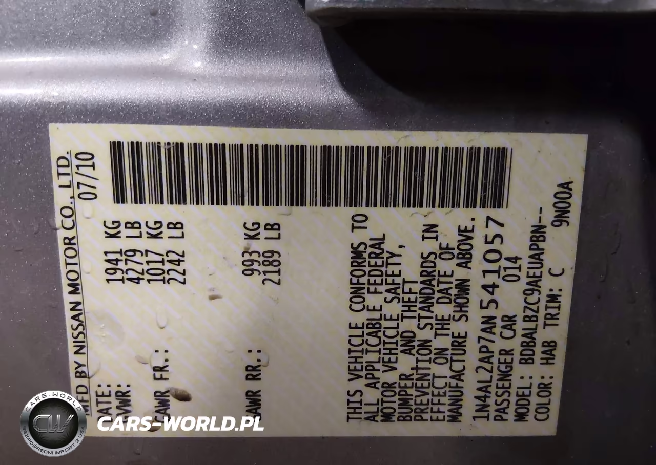 2010 Nissan Altima 2.5 S VIN:1N4AL2AP7AN541057 - 9