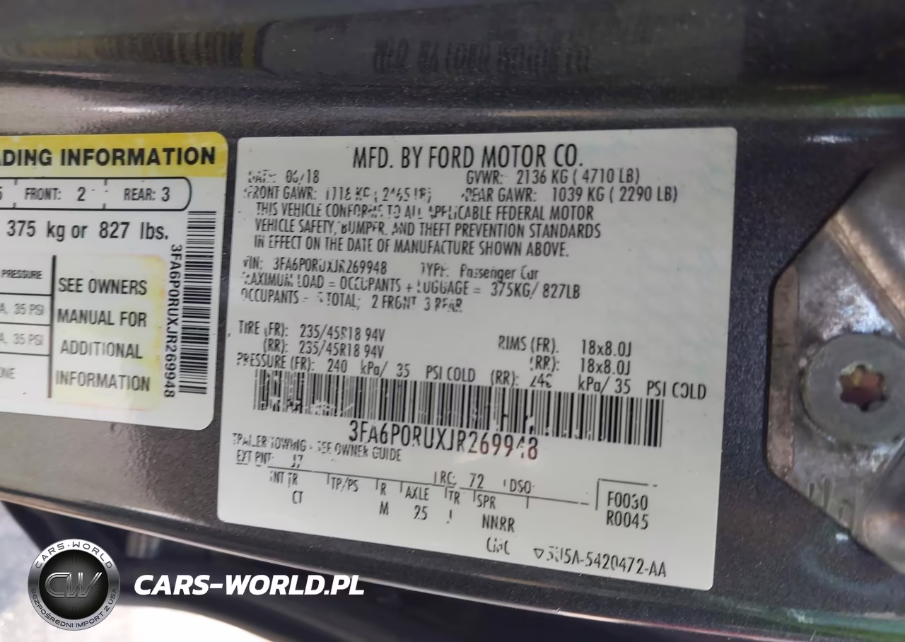 2018 Ford Fusion Hybrid Titanium VIN:3FA6P0RUXJR269948 - 9