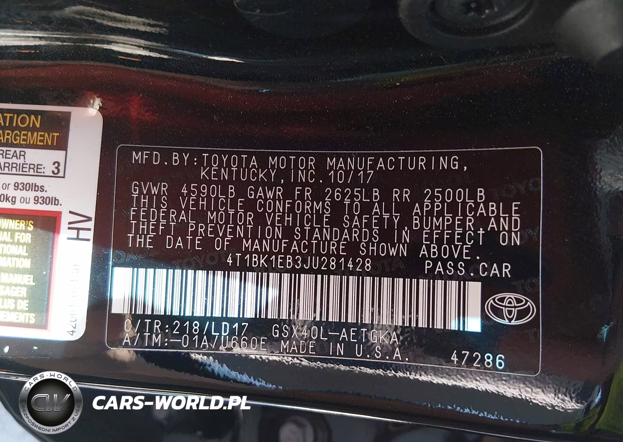 2018 Toyota Avalon Xle VIN:4T1BK1EB3JU281428 - 9