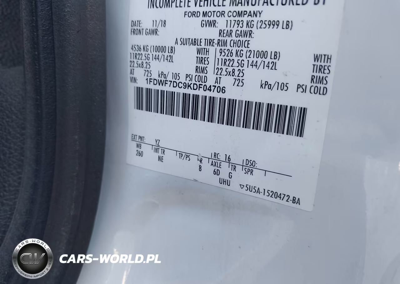 2019 Ford F-750 Diesel VIN:1FDWF7DC9KDF04706 - 8