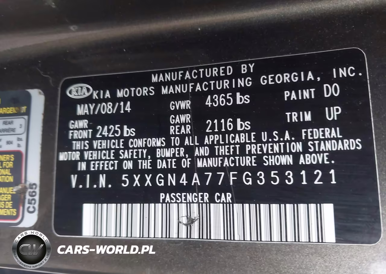 2015 Kia Optima Ex VIN:5XXGN4A77FG353121 - 9