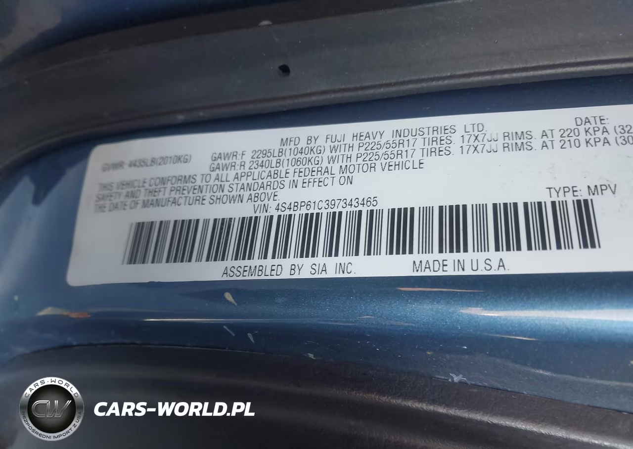 2009 Subaru Outback 2.5I VIN:4S4BP61C397343465 - 9