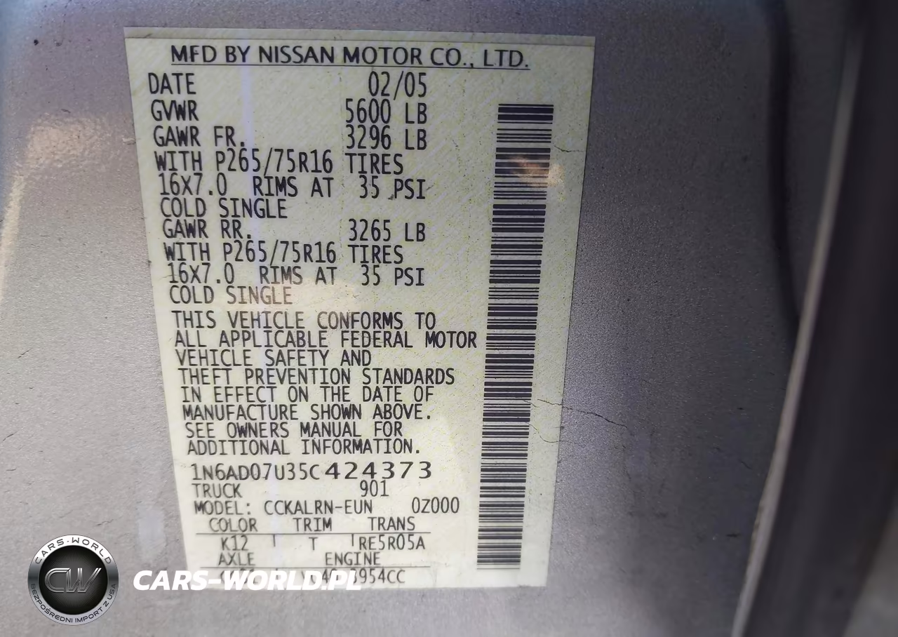2005 Nissan Frontier Nismo Off Road VIN:1N6AD07U35C424373 - 9
