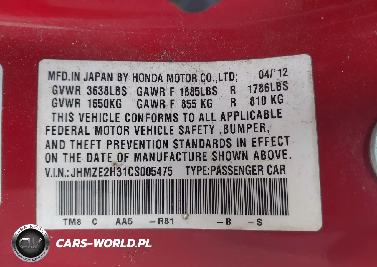 2012 Honda Insight VIN:JHMZE2H31CS005475 - 9