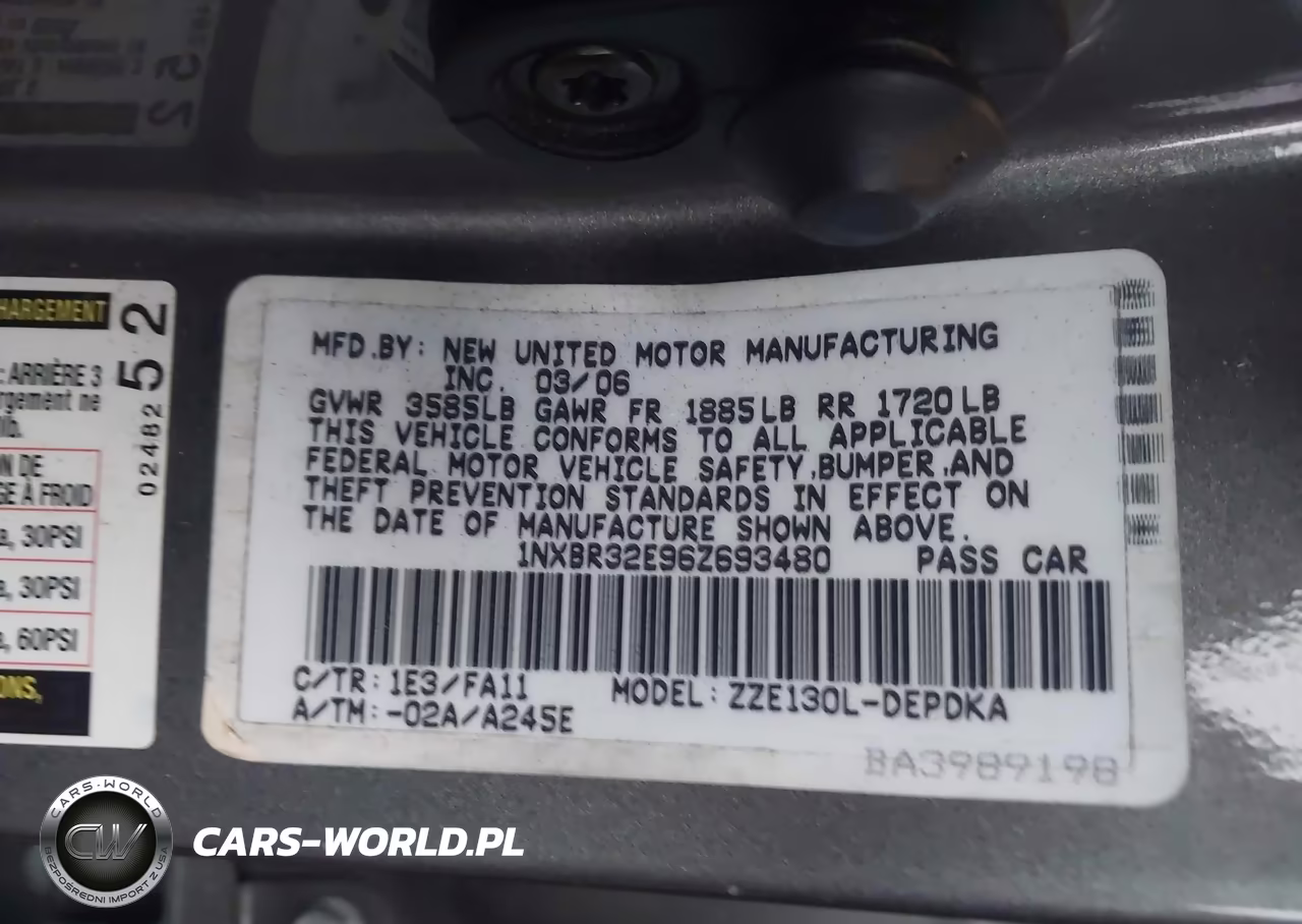 2006 Toyota Corolla Ce VIN:1NXBR32E96Z693480 - 9