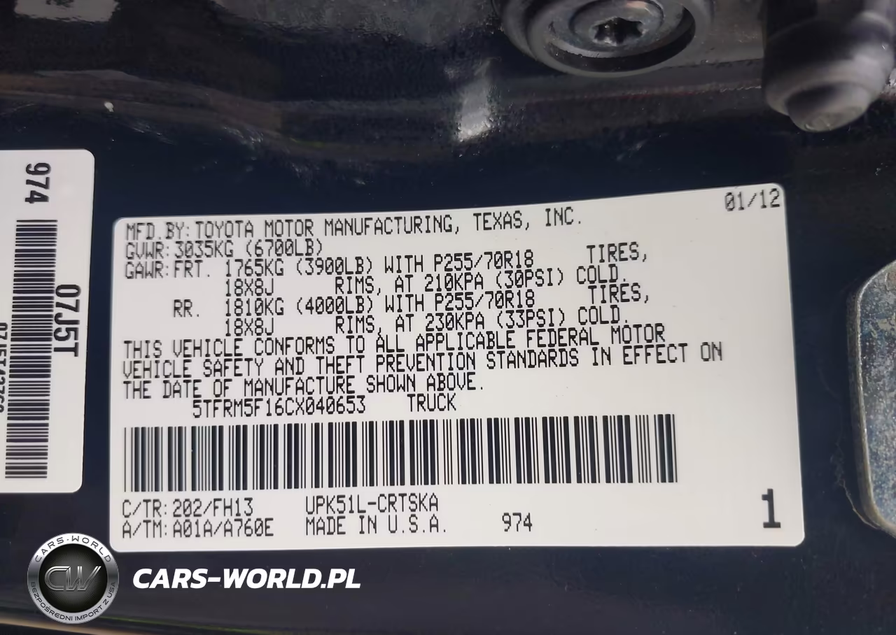 2012 Toyota Tundra Grade 4.6L V8 VIN:5TFRM5F16CX040653 - 9