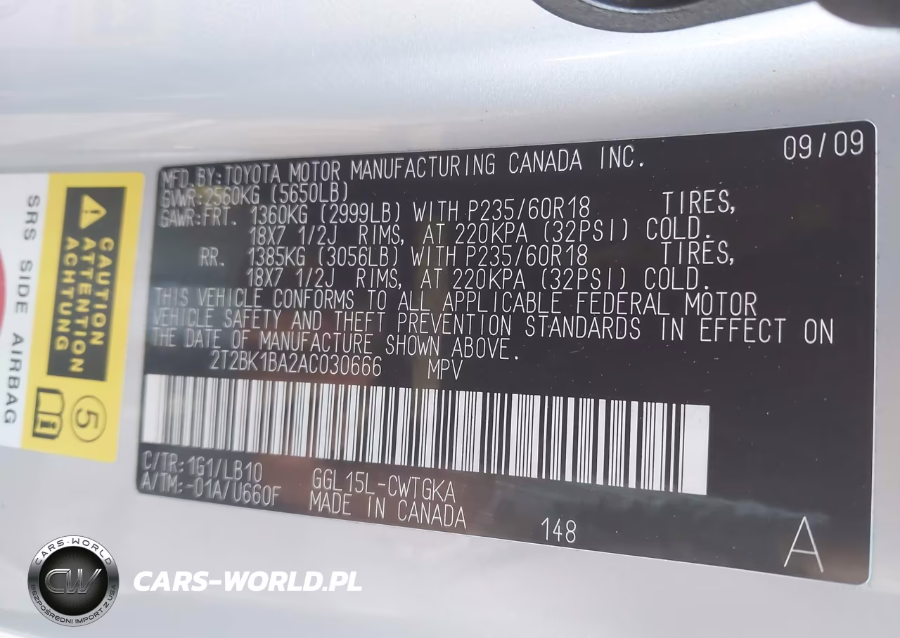 2010 Lexus Rx 350 VIN:2T2BK1BA2AC030666 - 9