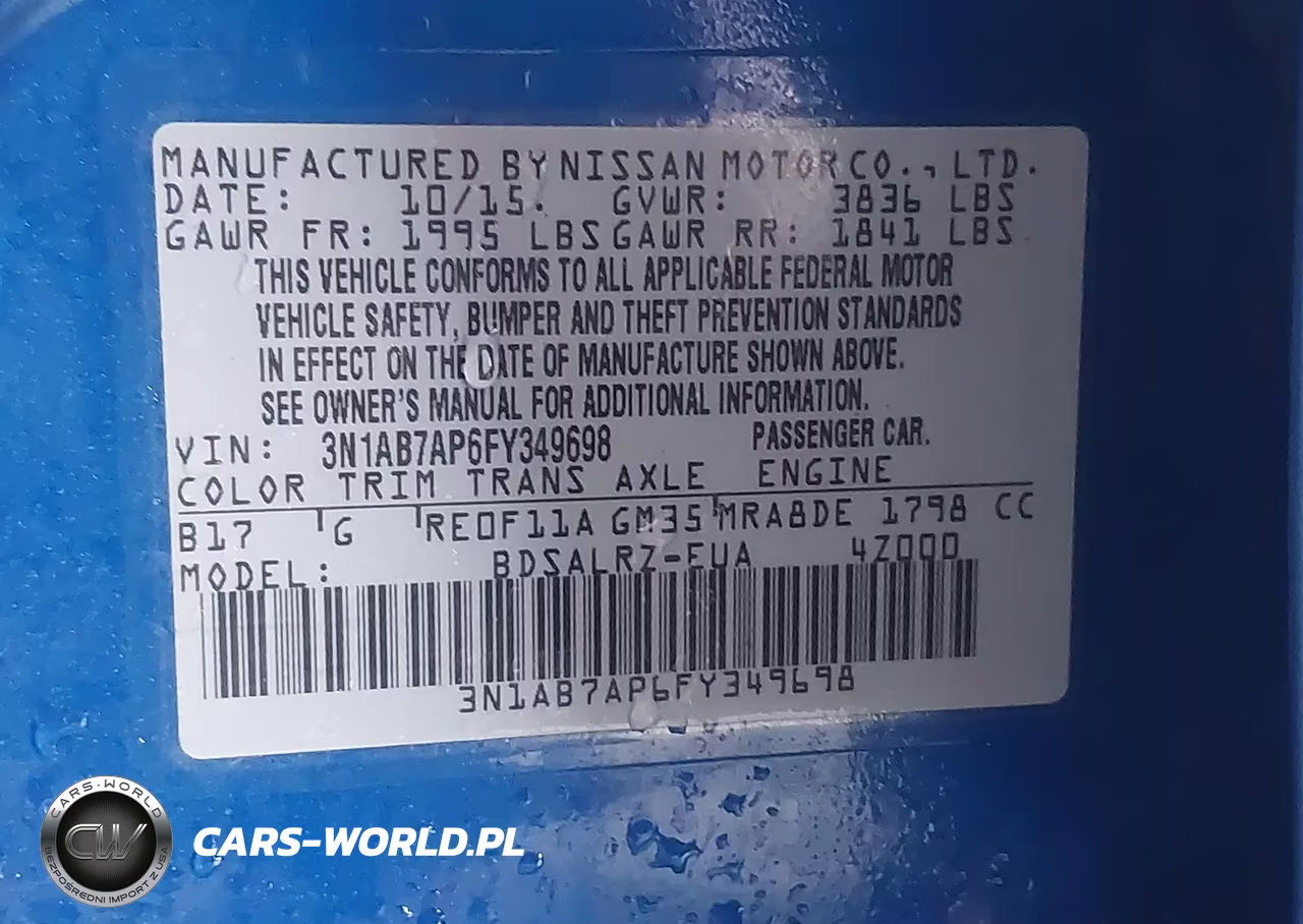 2015 Nissan Sentra Sr VIN:3N1AB7AP6FY349698 - 9