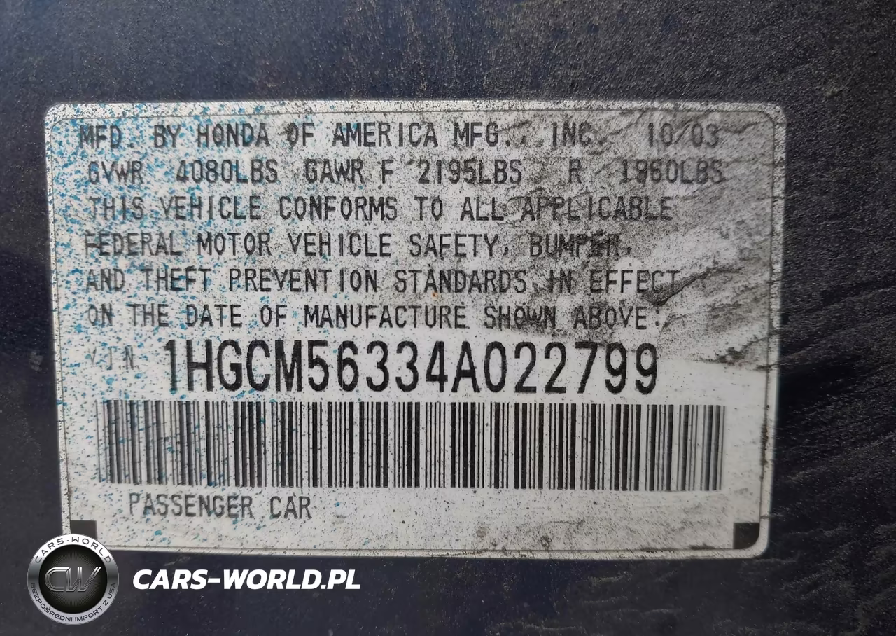 2004 Honda Accord 2.4 Lx VIN:1HGCM56334A022799 - 9