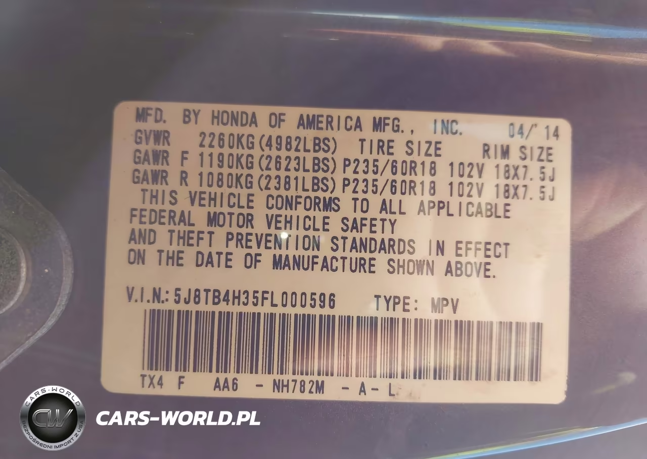 2015 Acura Rdx VIN:5J8TB4H35FL000596 - 9