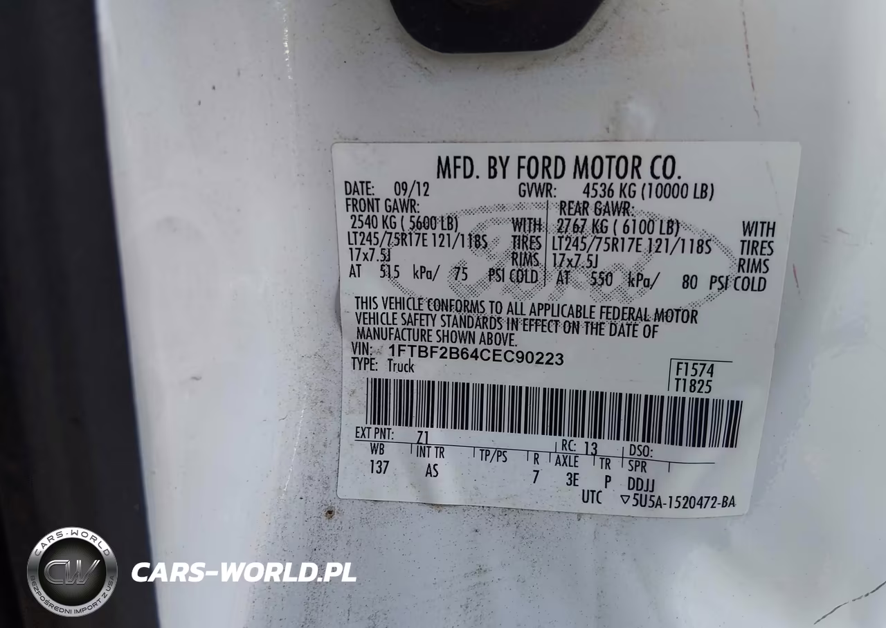 2012 Ford F-250 Xl VIN:1FTBF2B64CEC90223 - 9