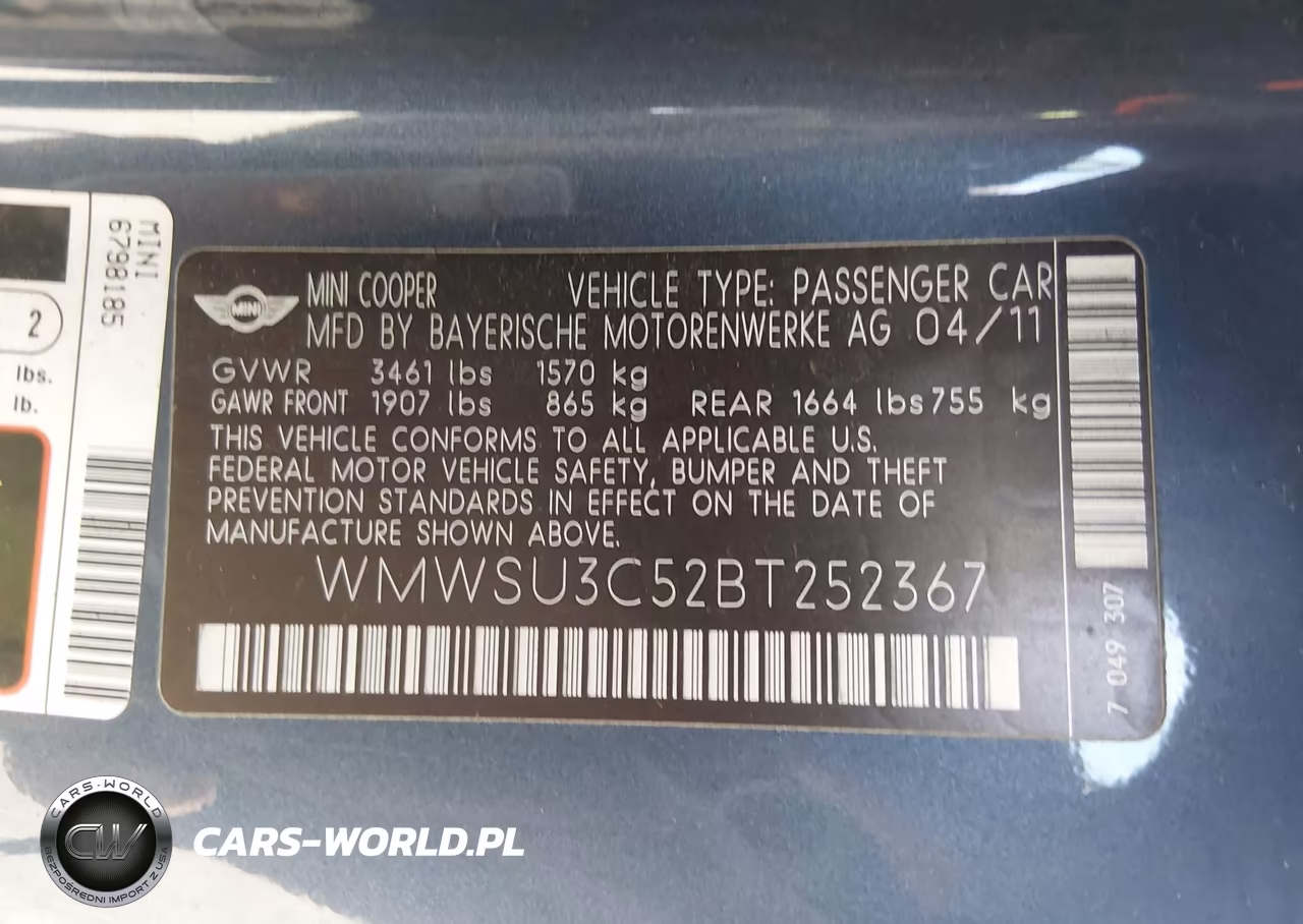 2011 Mini Cooper VIN:WMWSU3C52BT252367 - 12