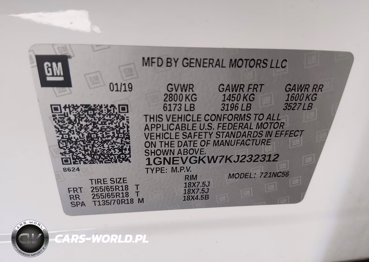 2019 Chevrolet Traverse 1Lt VIN:1GNEVGKW7KJ232312 - 9