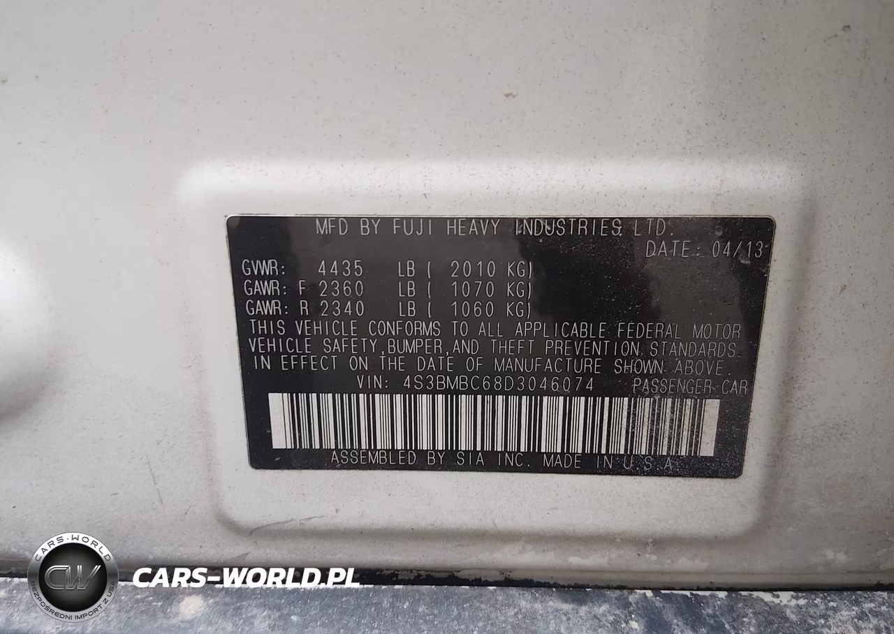 2013 Subaru Legacy 2.5I Premium VIN:4S3BMBC68D3046074 - 9