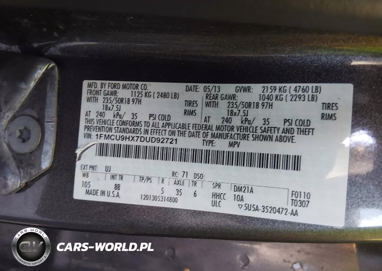 2013 Ford Escape Sel VIN:1FMCU9HX7DUD92721 - 9