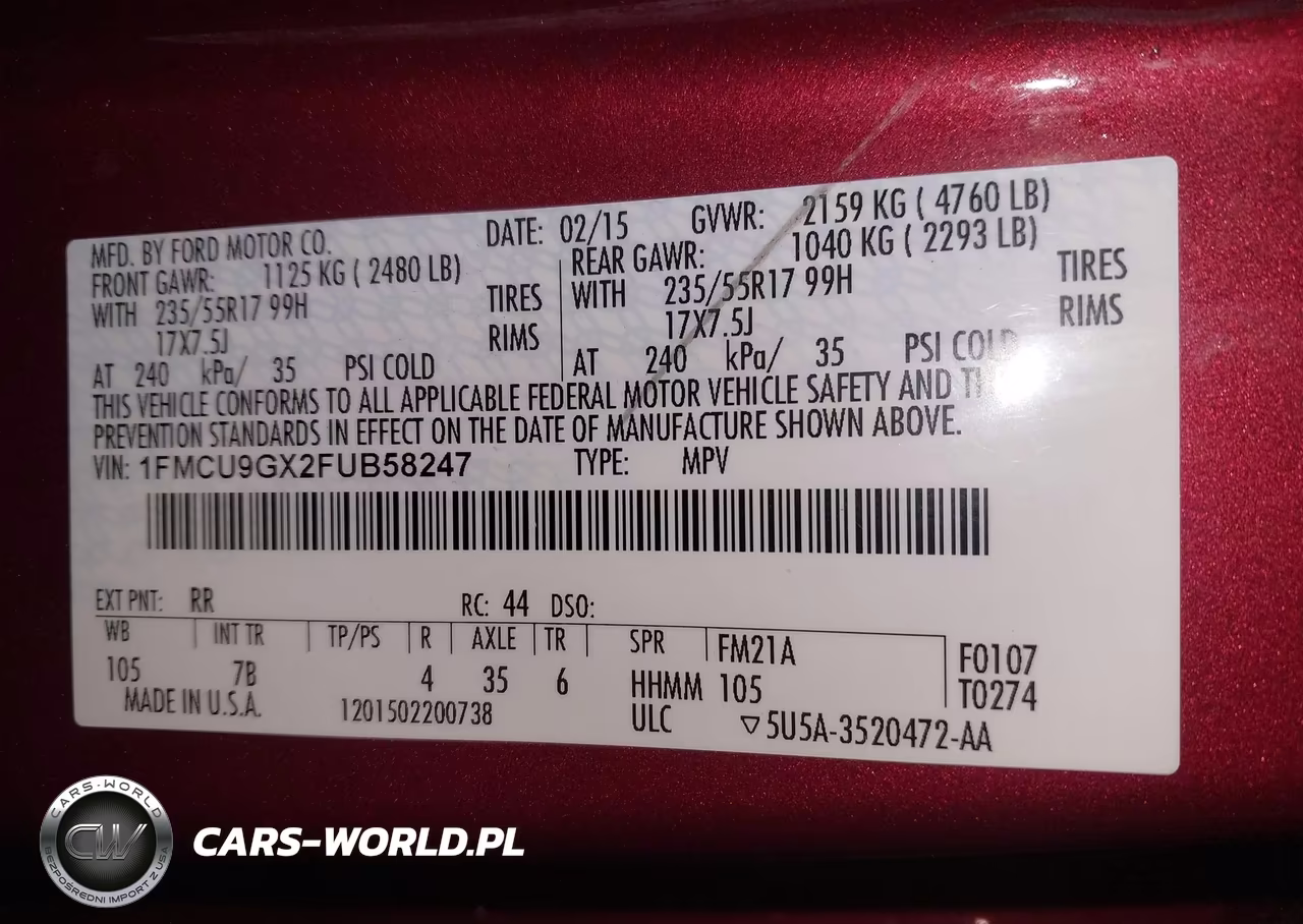2015 Ford Escape Se VIN:1FMCU9GX2FUB58247 - 9