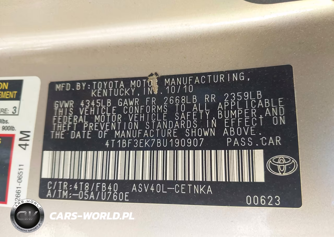 2011 Toyota Camry VIN:4T1BF3EK7BU190907 - 9