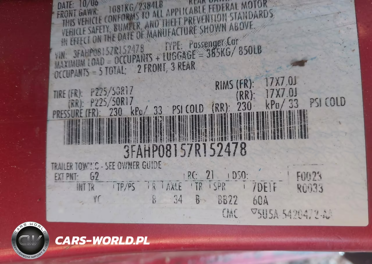 2007 Ford Fusion Sel VIN:3FAHP08157R152478 - 9