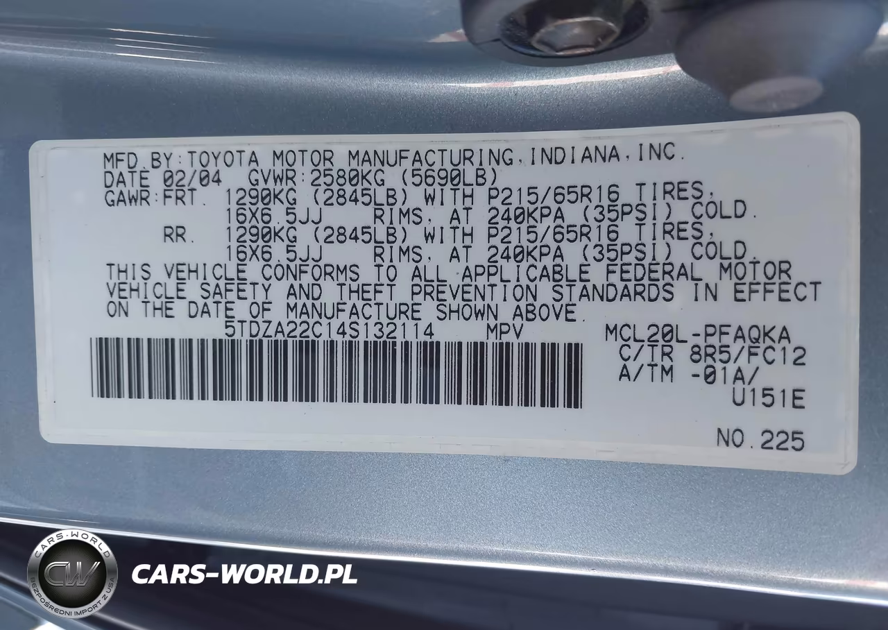2004 Toyota Sienna Xle VIN:5TDZA22C14S132114 - 9
