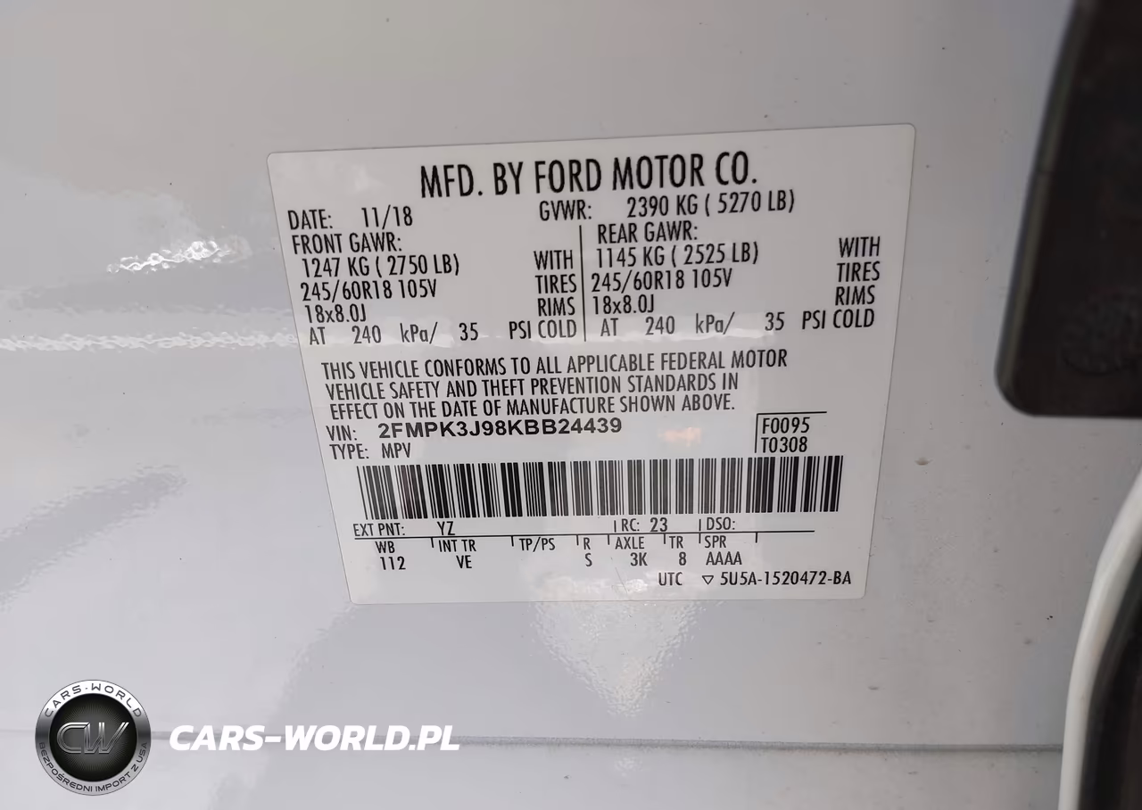 2019 Ford Edge Sel VIN:2FMPK3J98KBB24439 - 9