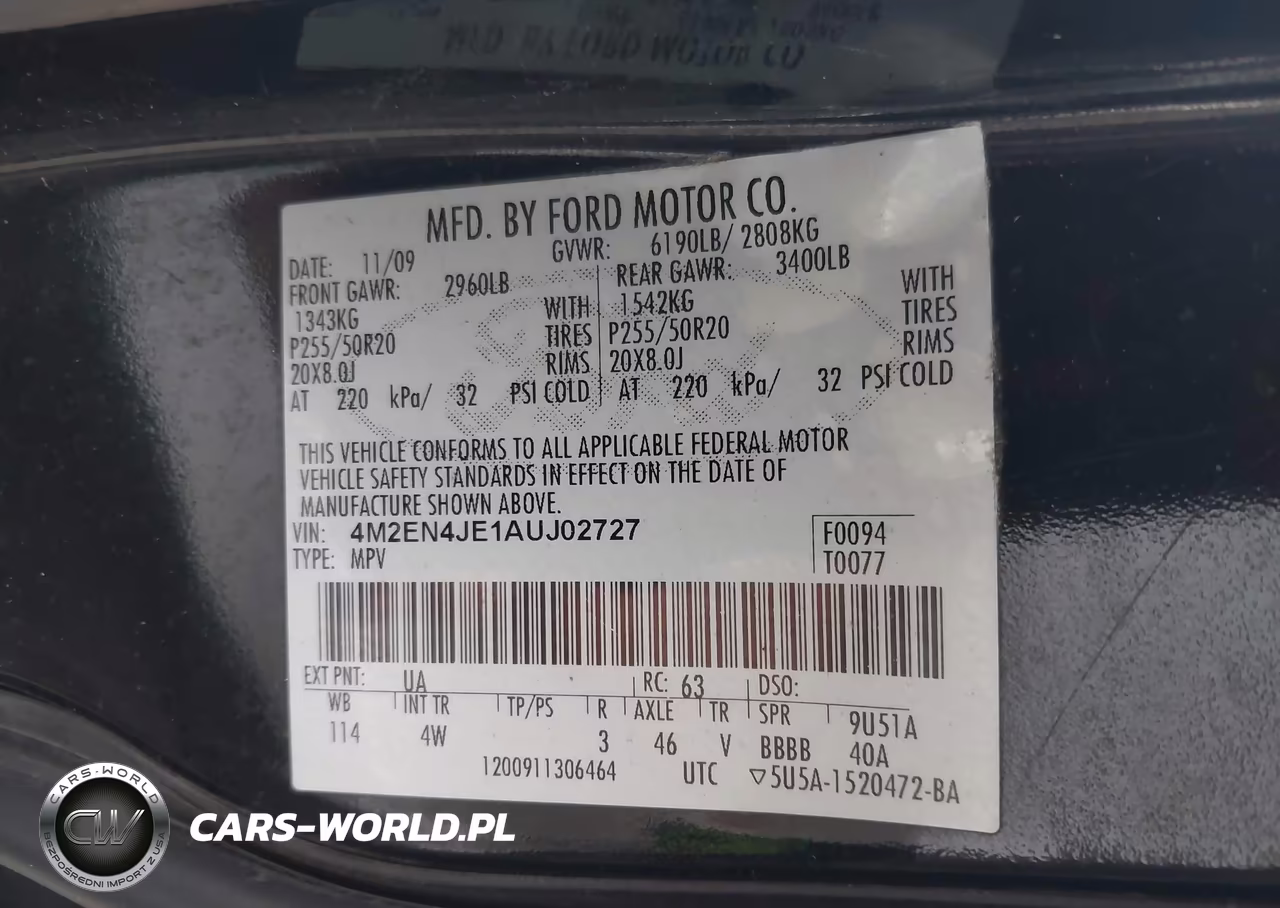 2010 Mercury Mountaineer Premier VIN:4M2EN4JE1AUJ02727 - 9