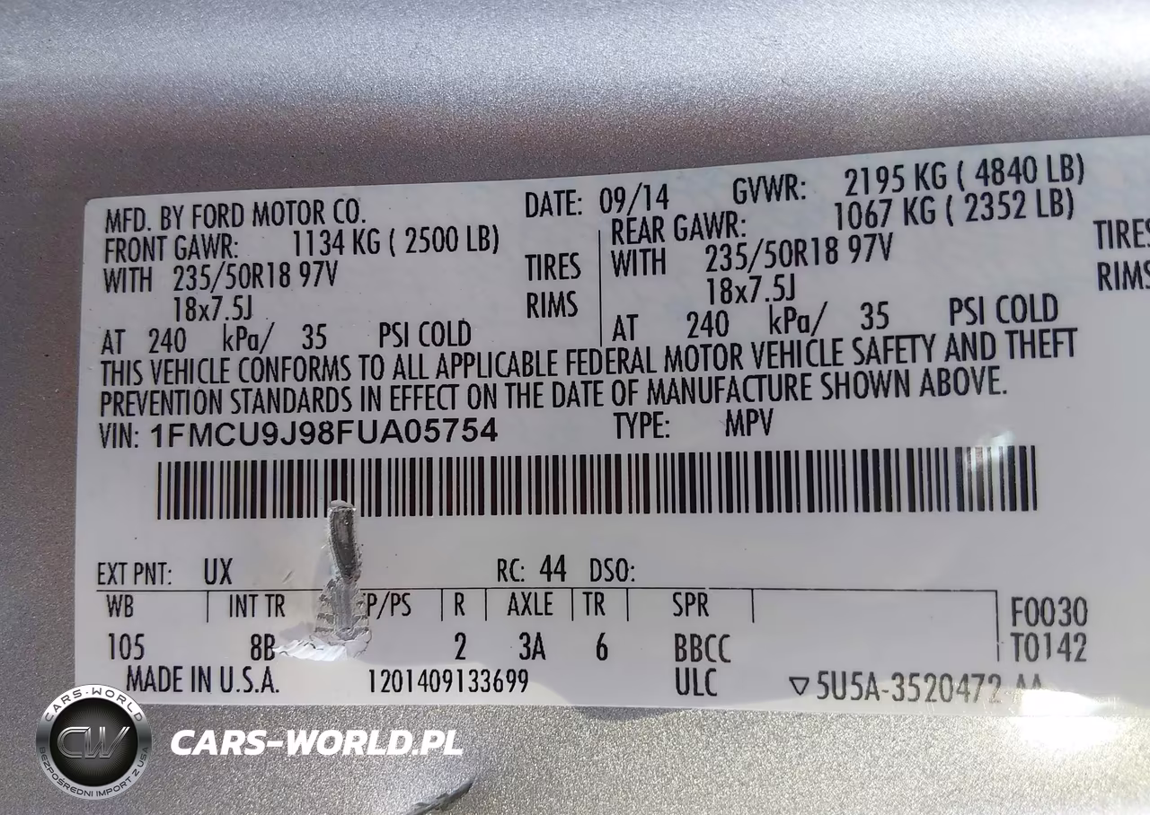 2015 Ford Escape Titanium VIN:1FMCU9J98FUA05754 - 9