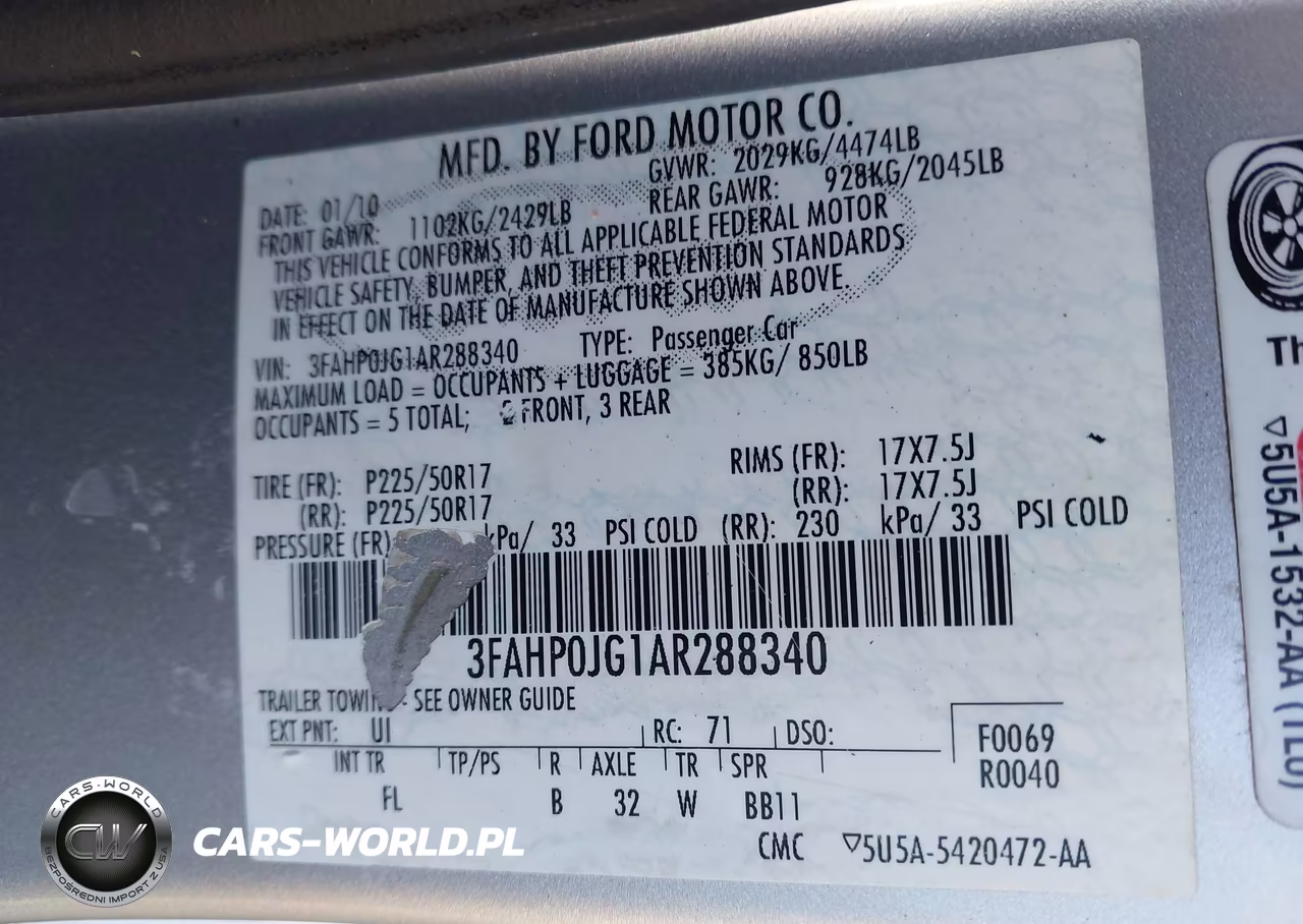2010 Ford Fusion Sel VIN:3FAHP0JG1AR288340 - 9