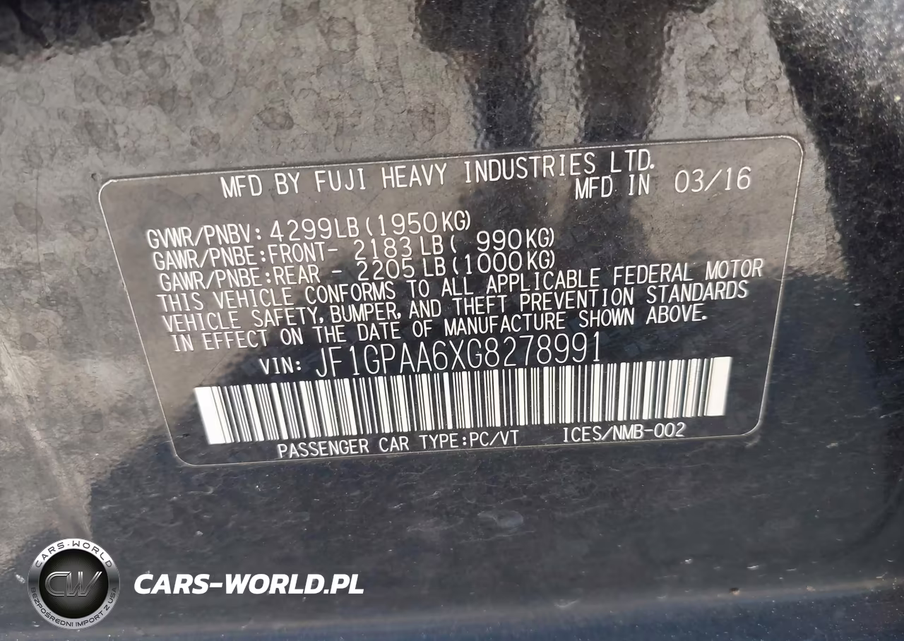 2016 Subaru Impreza Wagon 2.0I VIN:JF1GPAA6XG8278991 - 9