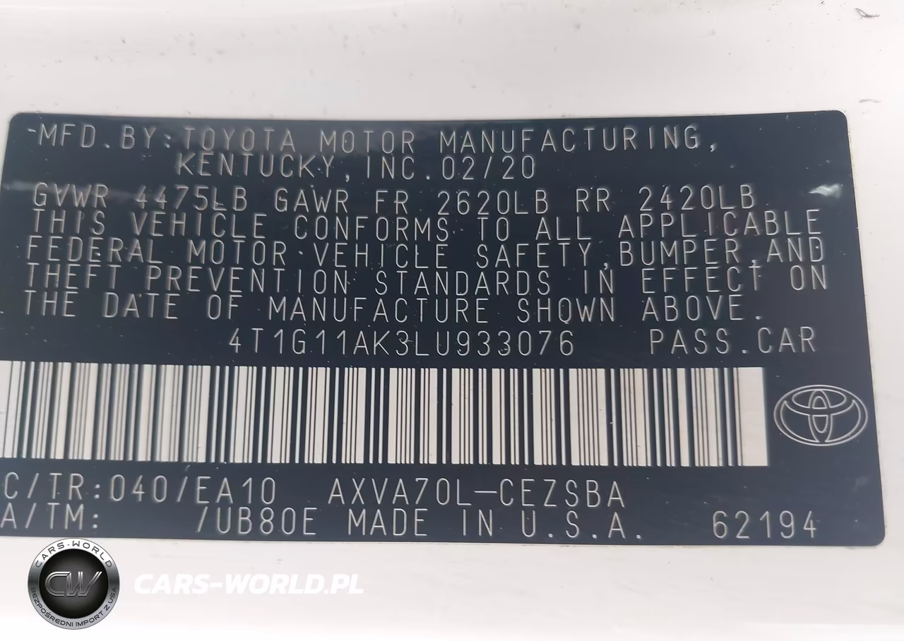 2020 Toyota Camry Se VIN:4T1G11AK3LU933076 - 9