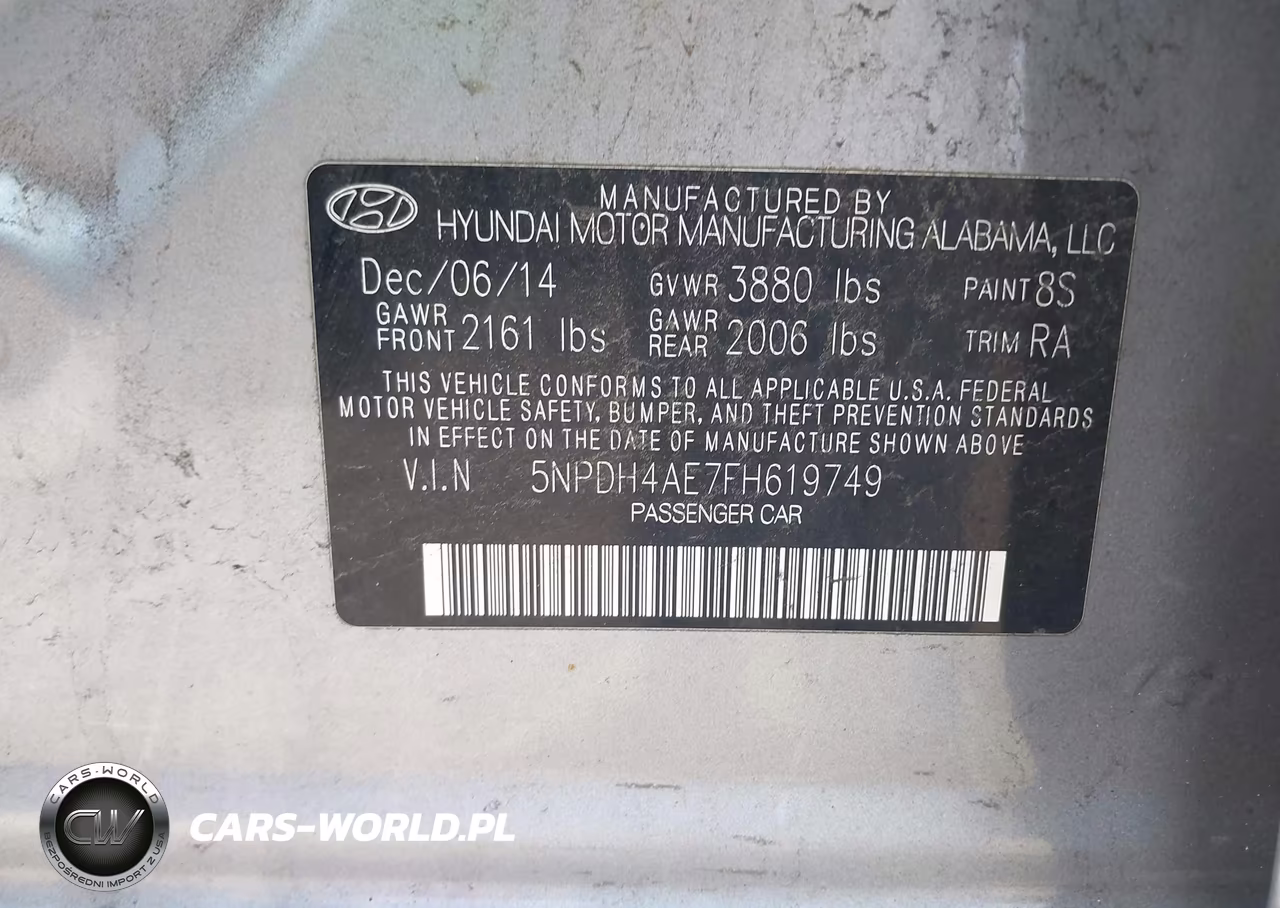 2015 Hyundai Elantra Limited VIN:5NPDH4AE7FH619749 - 9