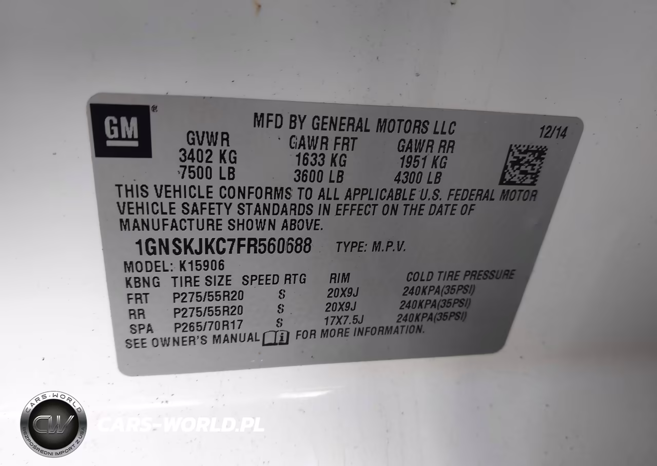 2015 Chevrolet Suburban 1500 Lt VIN:1GNSKJKC7FR560688 - 9