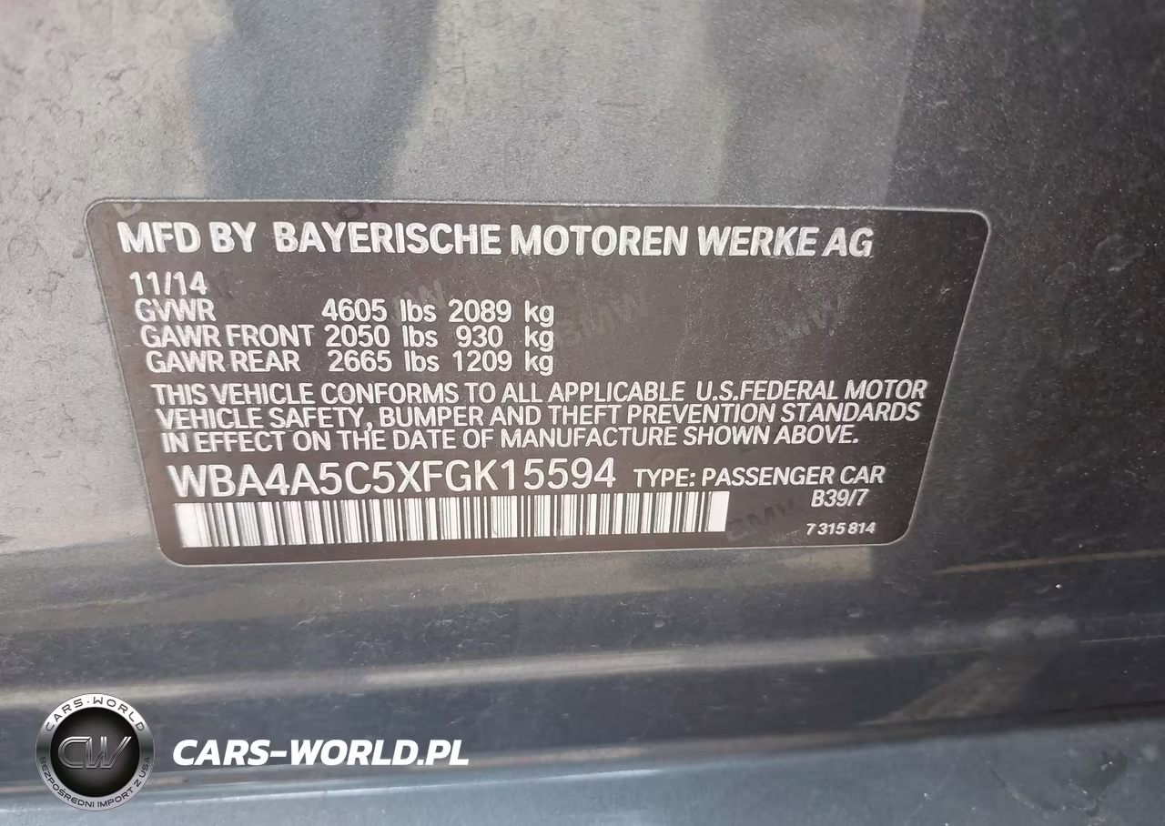 2015 BMW 428 Gran Coupe VIN:WBA4A5C5XFGK15594 - 9
