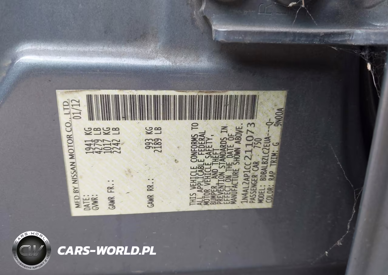2012 Nissan Altima 2.5 S VIN:1N4AL2AP1CC211073 - 9
