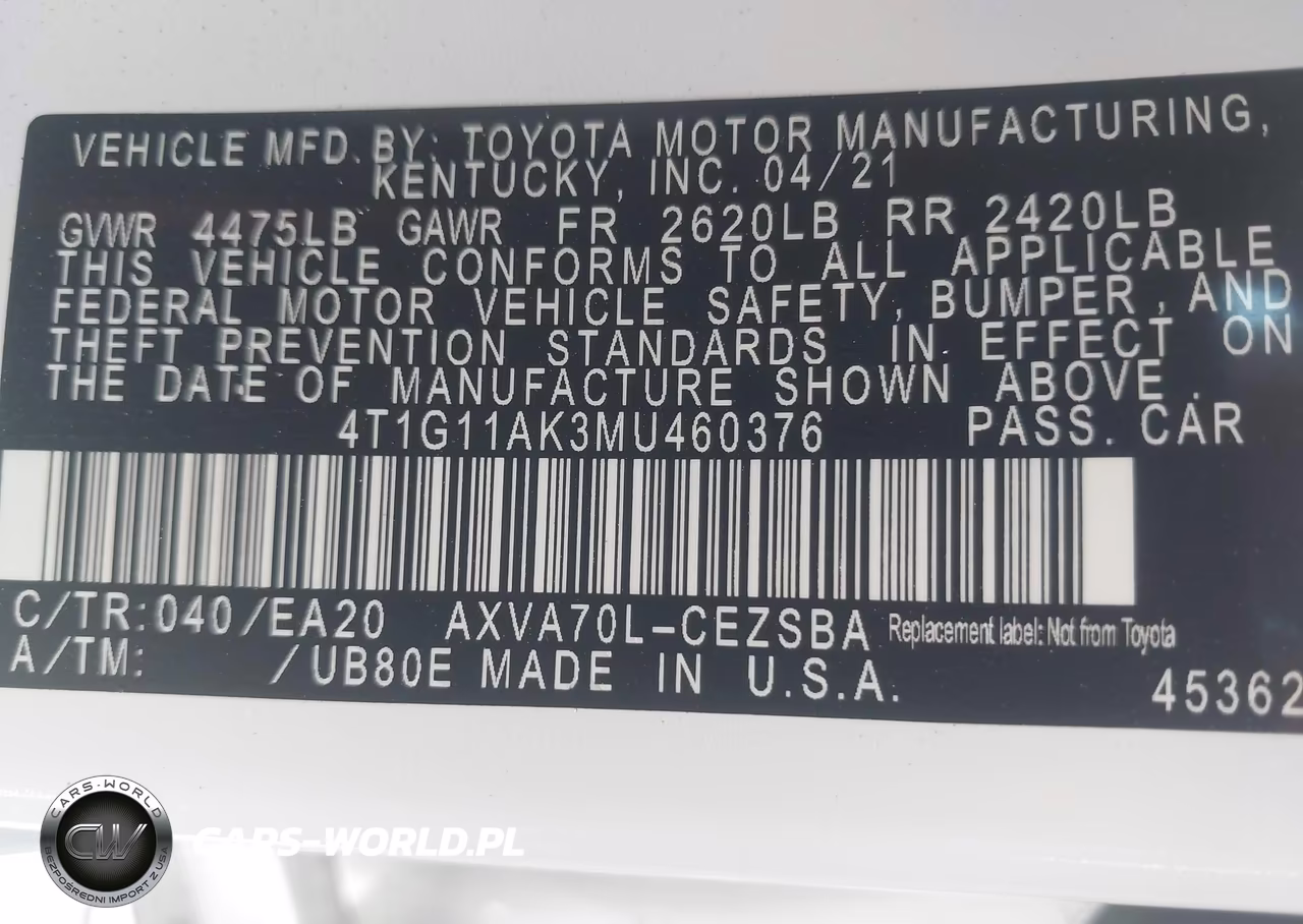 2021 Toyota Camry Se VIN:4T1G11AK3MU460376 - 9