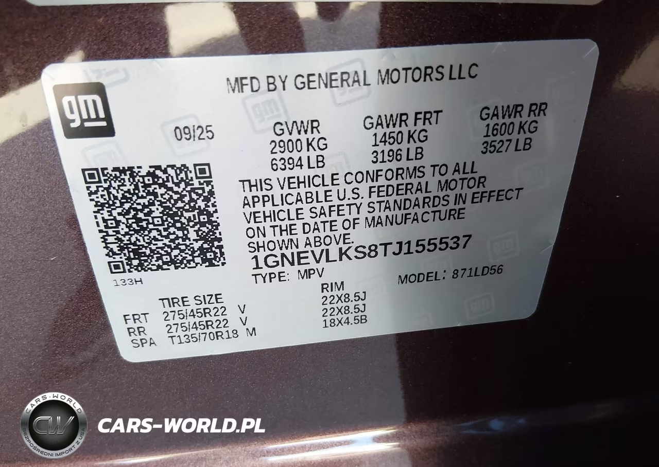 2026 Chevrolet Traverse Awd Rs VIN:1GNEVLKS8TJ155537 - 9