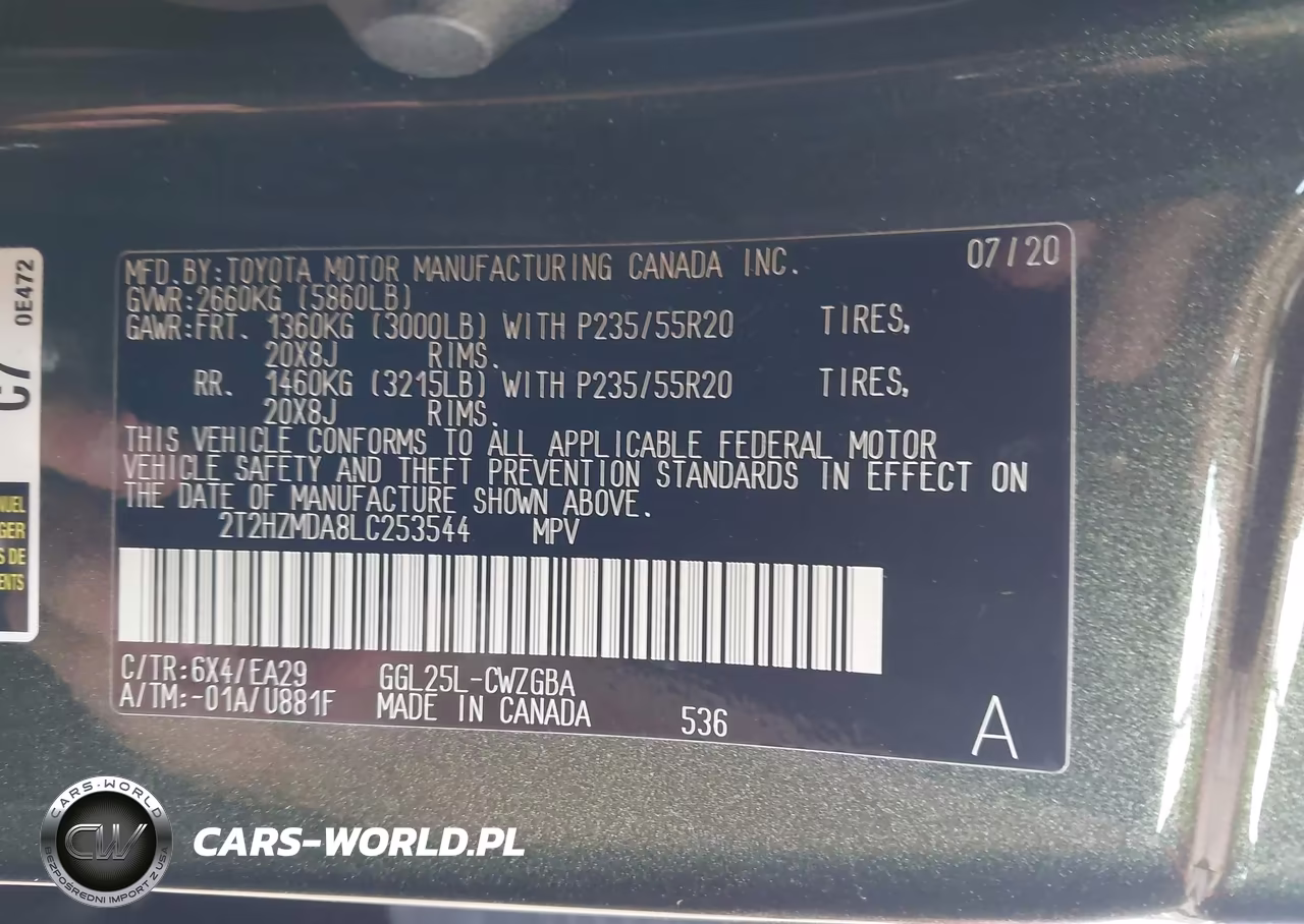 2020 Lexus Rx 350 VIN:2T2HZMDA8LC253544 - 9
