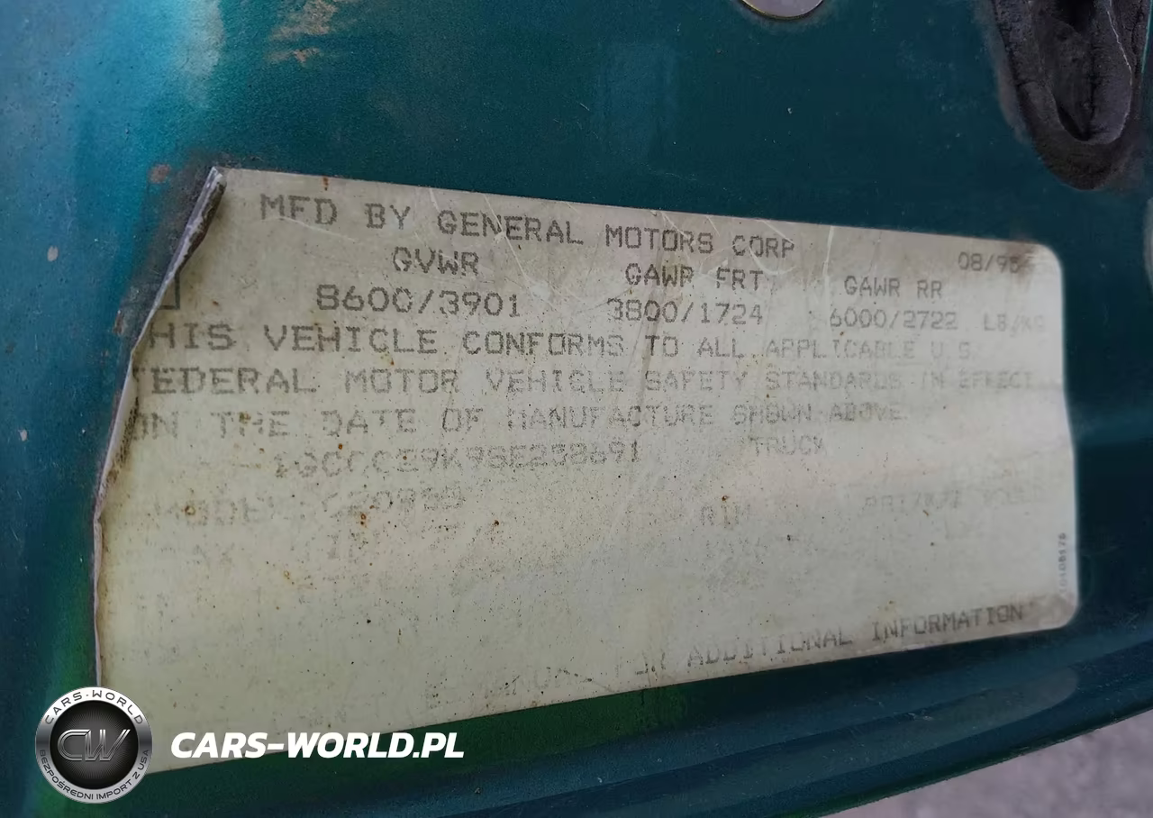 1995 Chevrolet Gmt-400 C2500 VIN:1GCGC29K9SE258691 - 9