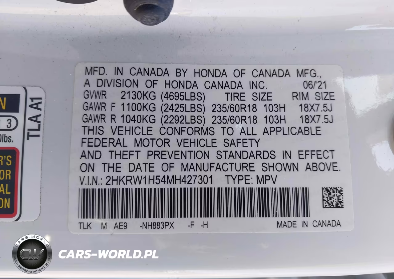 2021 Honda Cr-V 2Wd Ex VIN:2HKRW1H54MH427301 - 9