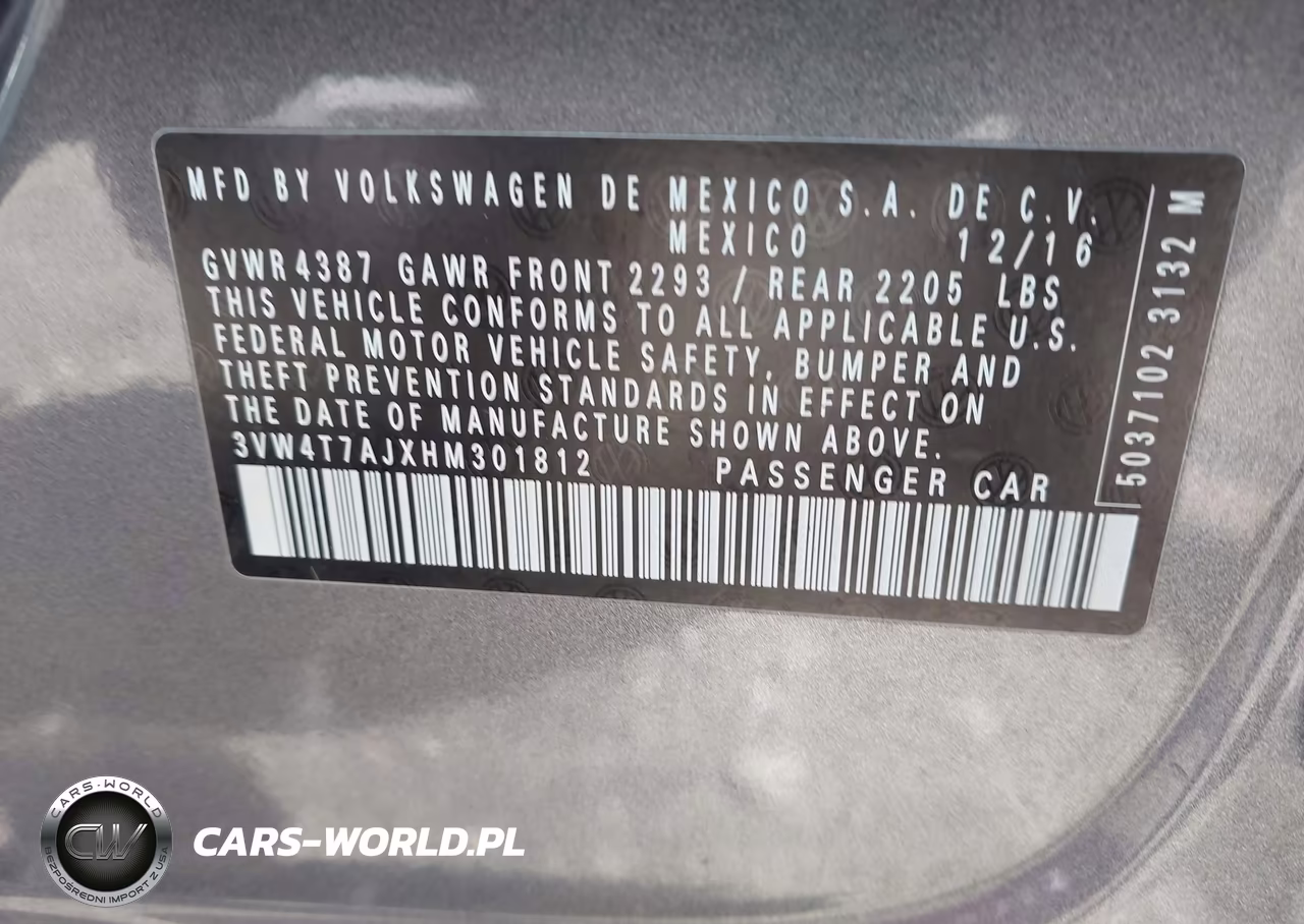 2017 Volkswagen Jetta Gli VIN:3VW4T7AJXHM301812 - 9