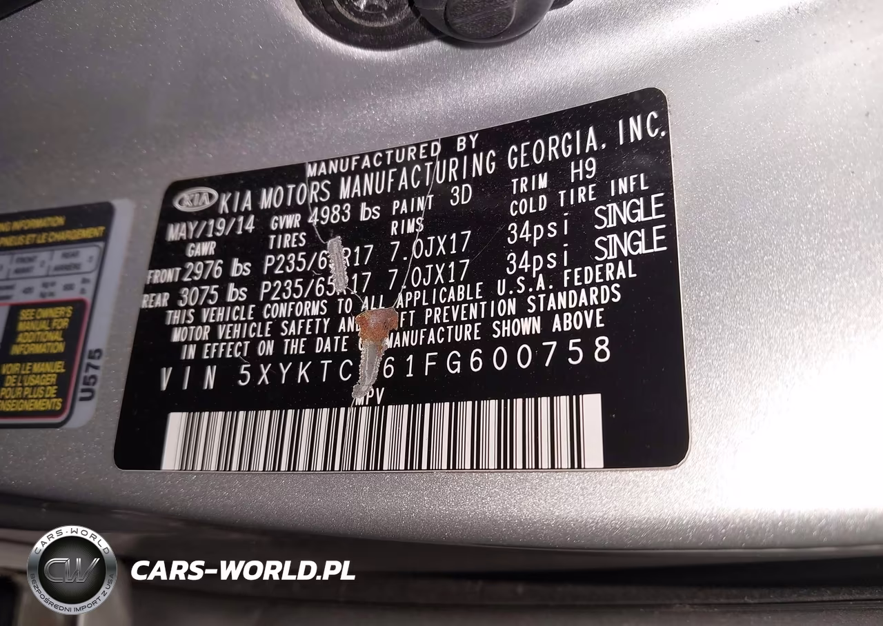 2015 Kia Sorento Lx VIN:5XYKTCA61FG600758 - 9