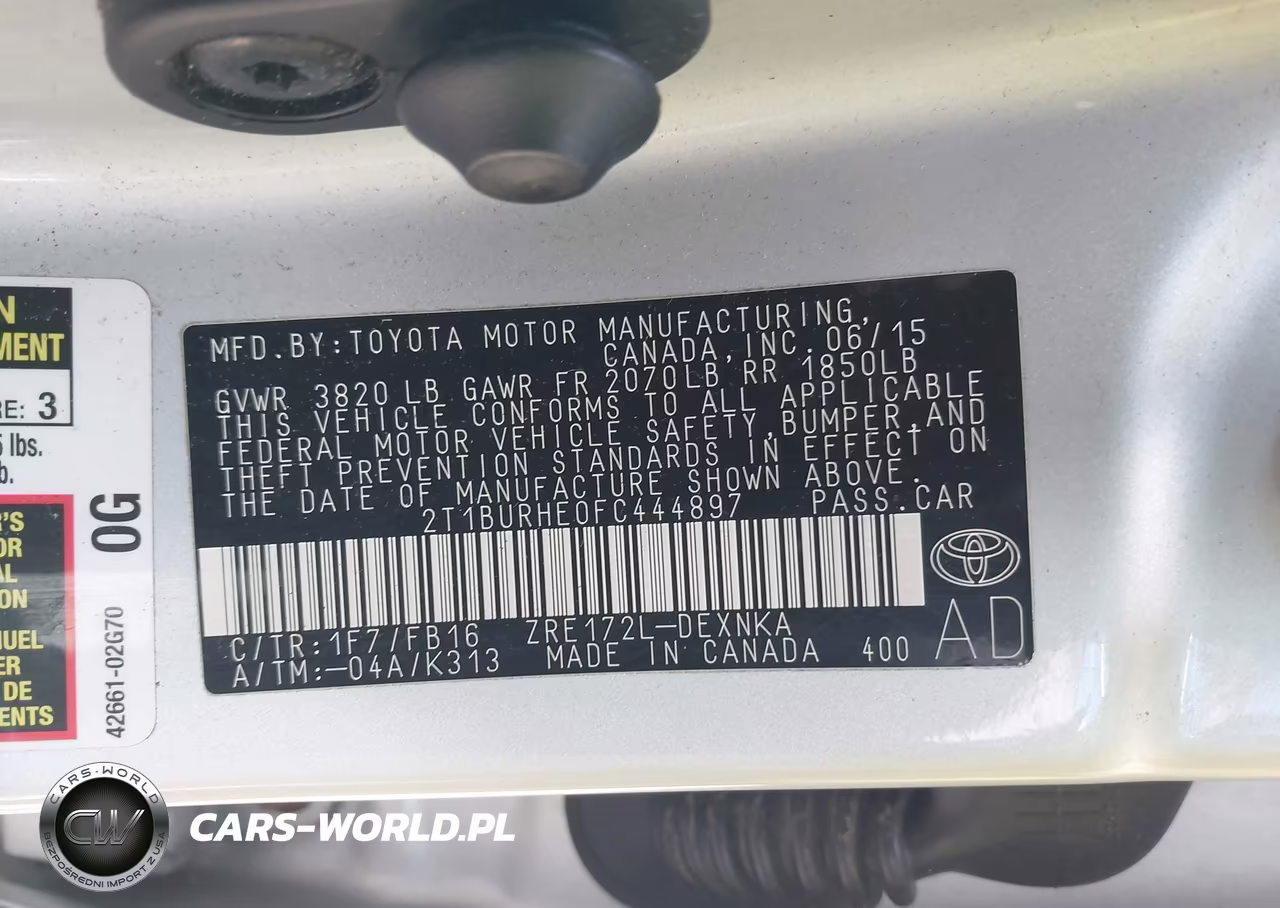 2015 Toyota Corolla Le VIN:2T1BURHE0FC444897 - 9
