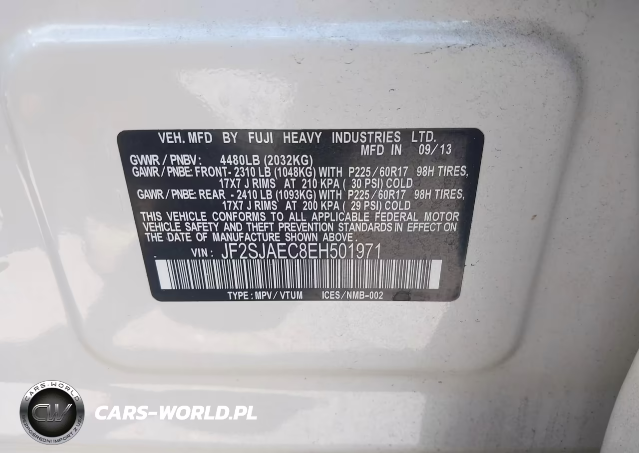 2014 Subaru Forester 2.5I Premium VIN:JF2SJAEC8EH501971 - 9