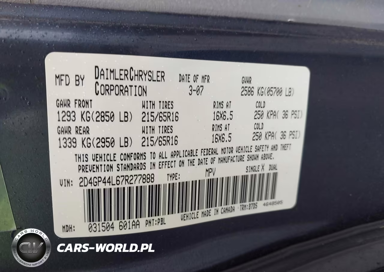 2007 Dodge Grand Caravan Sxt VIN:2D4GP44L67R277888 - 9