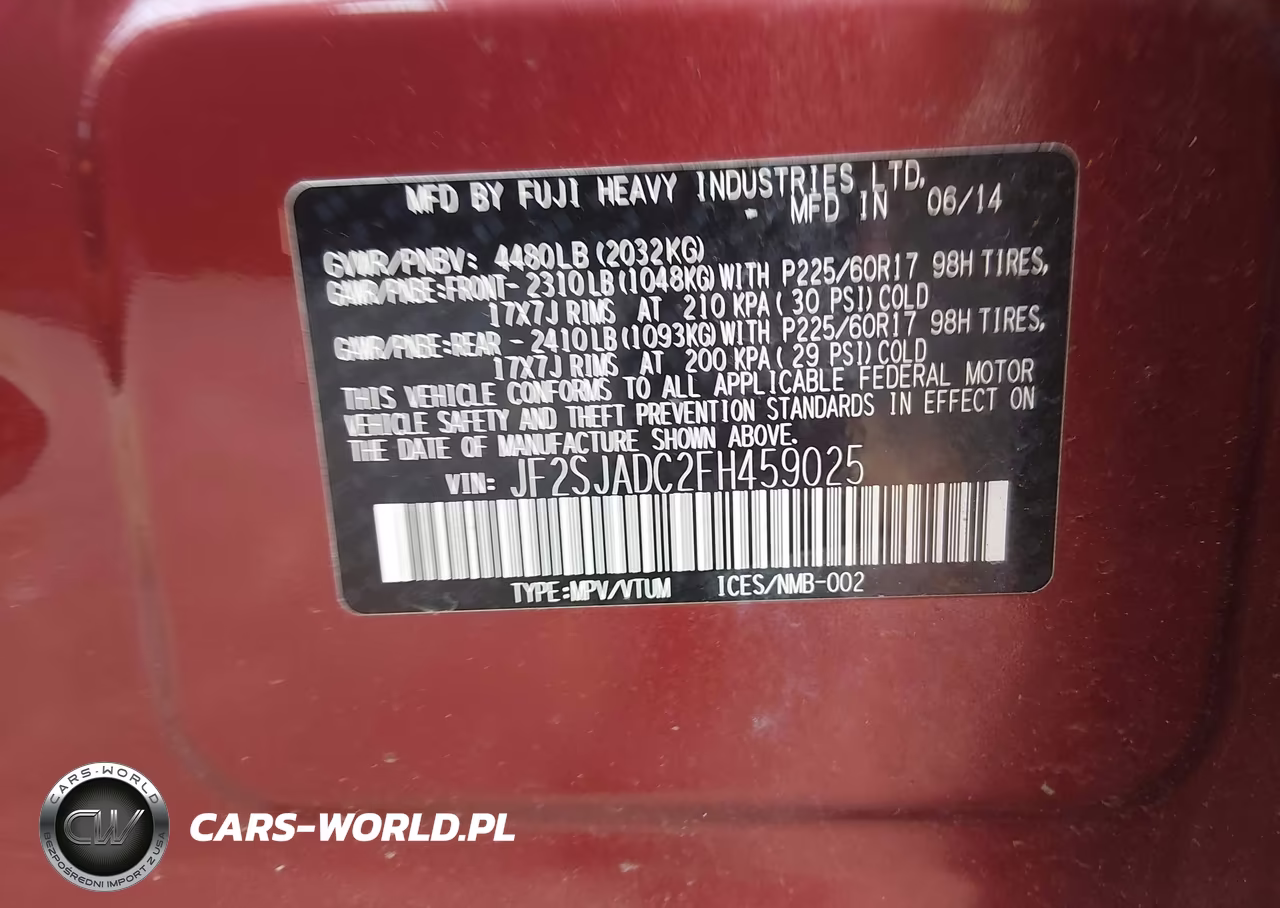 2015 Subaru Forester 2.5I Premium VIN:JF2SJADC2FH459025 - 9